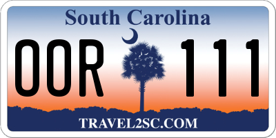 SC license plate OOR111