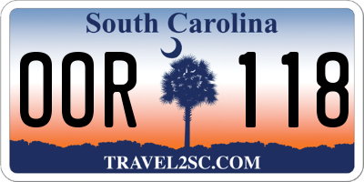 SC license plate OOR118