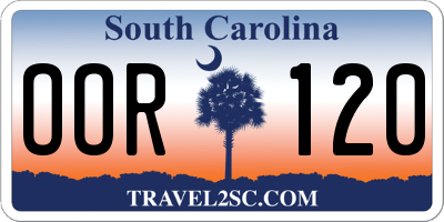 SC license plate OOR120