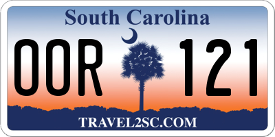 SC license plate OOR121
