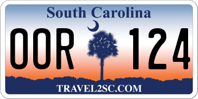 SC license plate OOR124