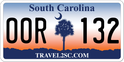 SC license plate OOR132
