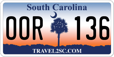 SC license plate OOR136