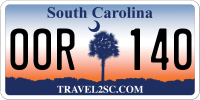 SC license plate OOR140