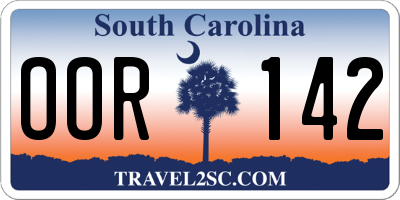 SC license plate OOR142