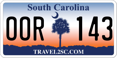 SC license plate OOR143