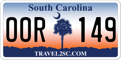 SC license plate OOR149