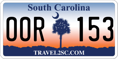 SC license plate OOR153