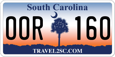 SC license plate OOR160