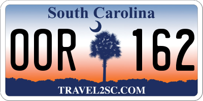 SC license plate OOR162