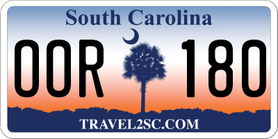 SC license plate OOR180