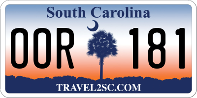 SC license plate OOR181