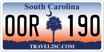 SC license plate OOR190