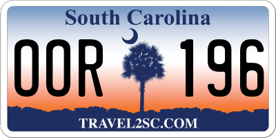 SC license plate OOR196