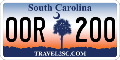 SC license plate OOR200