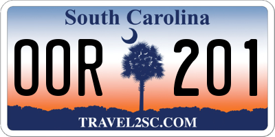 SC license plate OOR201