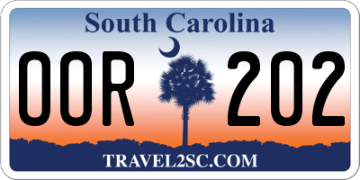 SC license plate OOR202
