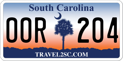 SC license plate OOR204