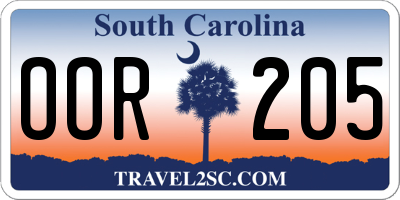 SC license plate OOR205