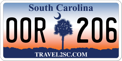 SC license plate OOR206