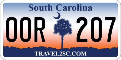 SC license plate OOR207