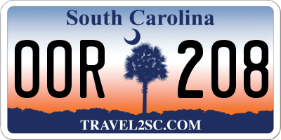 SC license plate OOR208