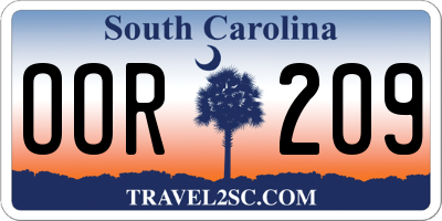 SC license plate OOR209
