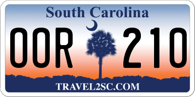 SC license plate OOR210