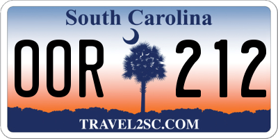 SC license plate OOR212