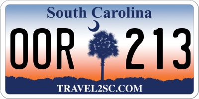 SC license plate OOR213