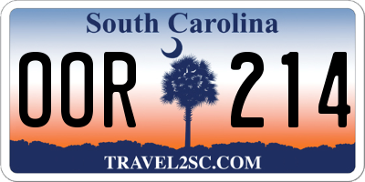 SC license plate OOR214