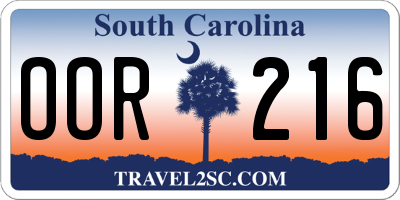 SC license plate OOR216