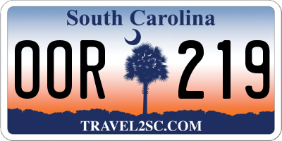 SC license plate OOR219