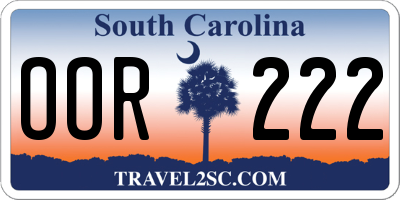 SC license plate OOR222