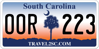 SC license plate OOR223