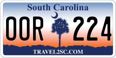 SC license plate OOR224