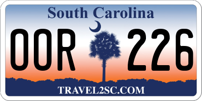 SC license plate OOR226
