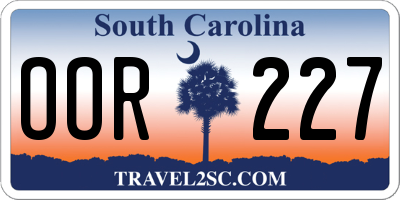 SC license plate OOR227