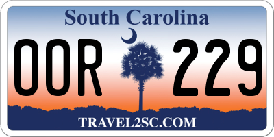 SC license plate OOR229