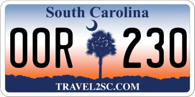 SC license plate OOR230