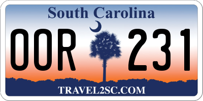 SC license plate OOR231