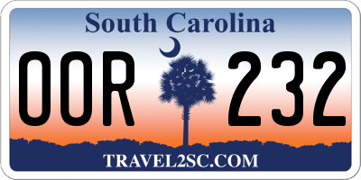 SC license plate OOR232