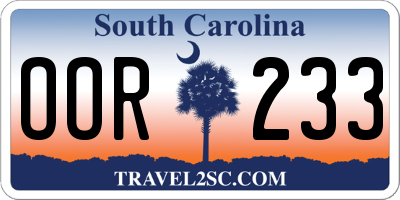 SC license plate OOR233