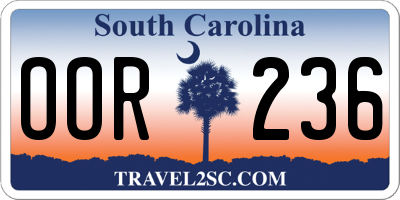 SC license plate OOR236