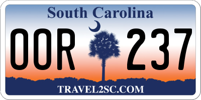 SC license plate OOR237