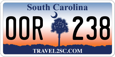 SC license plate OOR238