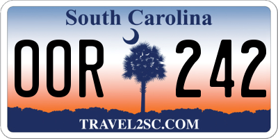 SC license plate OOR242