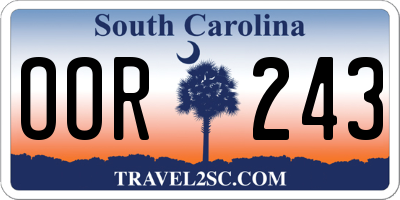 SC license plate OOR243