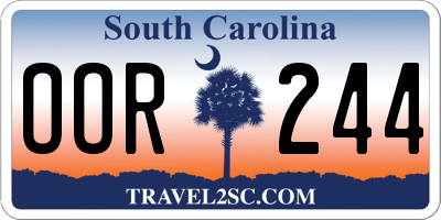 SC license plate OOR244