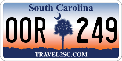 SC license plate OOR249